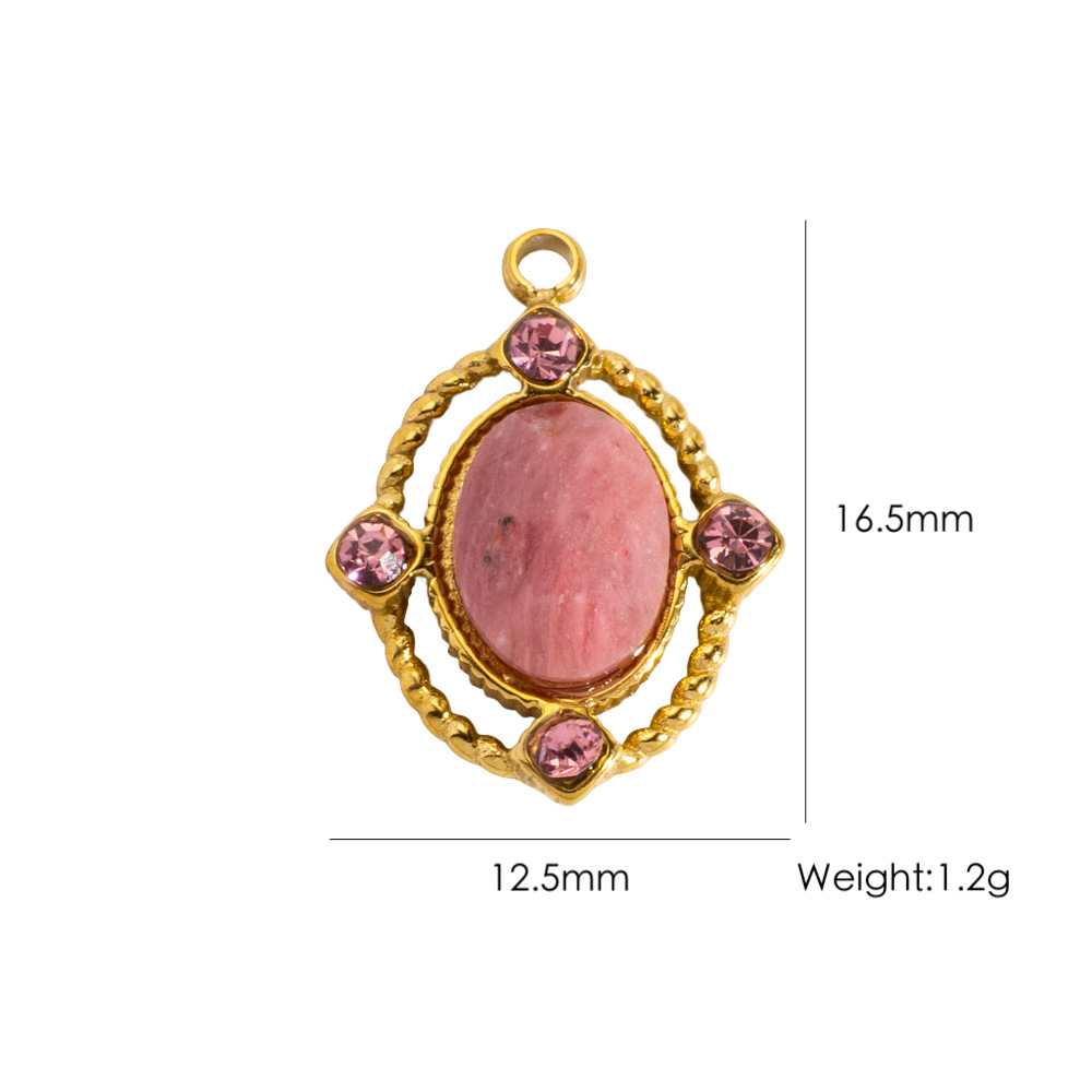 Pendentif rond rétro classique en acier inoxydable pour femme (1 pièce)