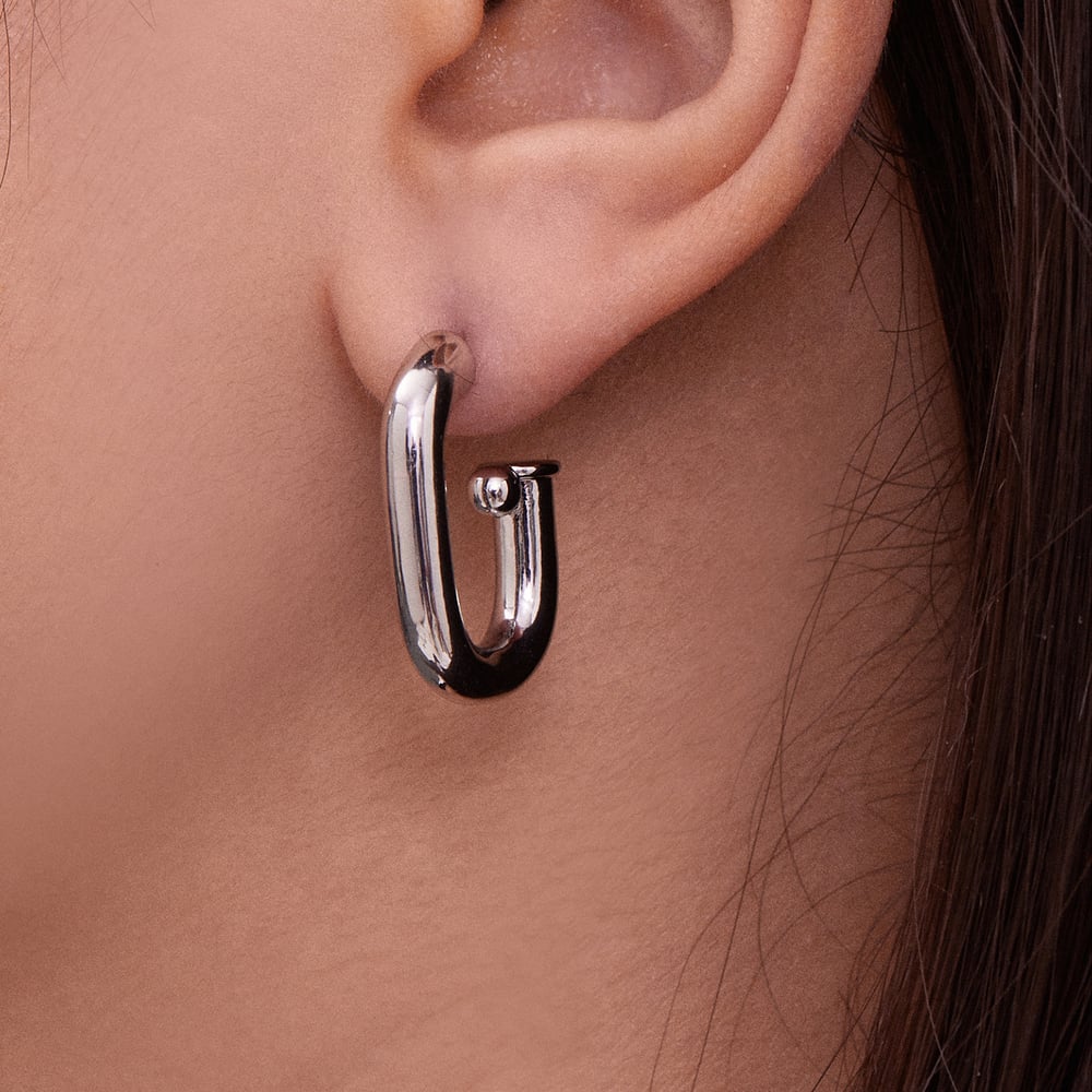 1 Pair Minimalist Annular Stainless Steel Gold Color Women's Hoop Earrings h5Picture5