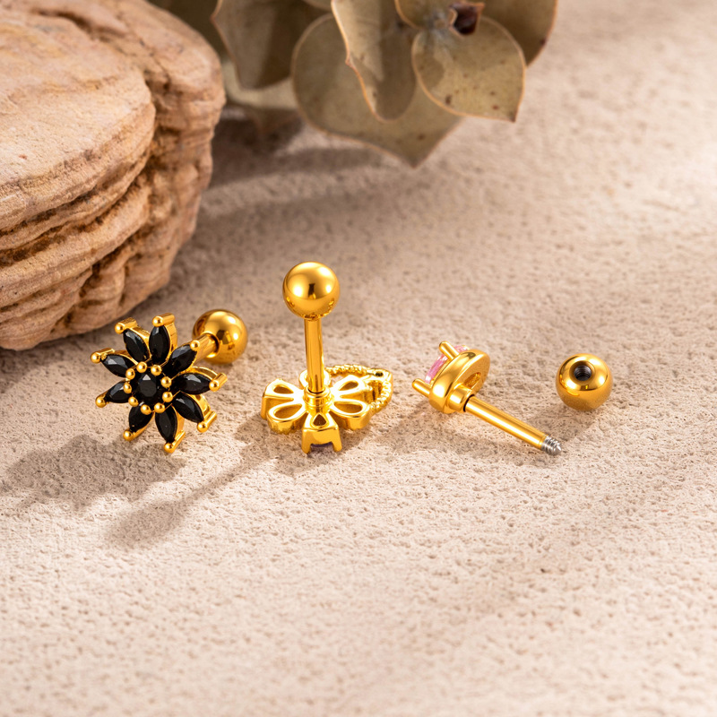 Boucles d'oreilles pendantes délicates en cuivre et zircon, pour femme (1 pièce). h5Image3