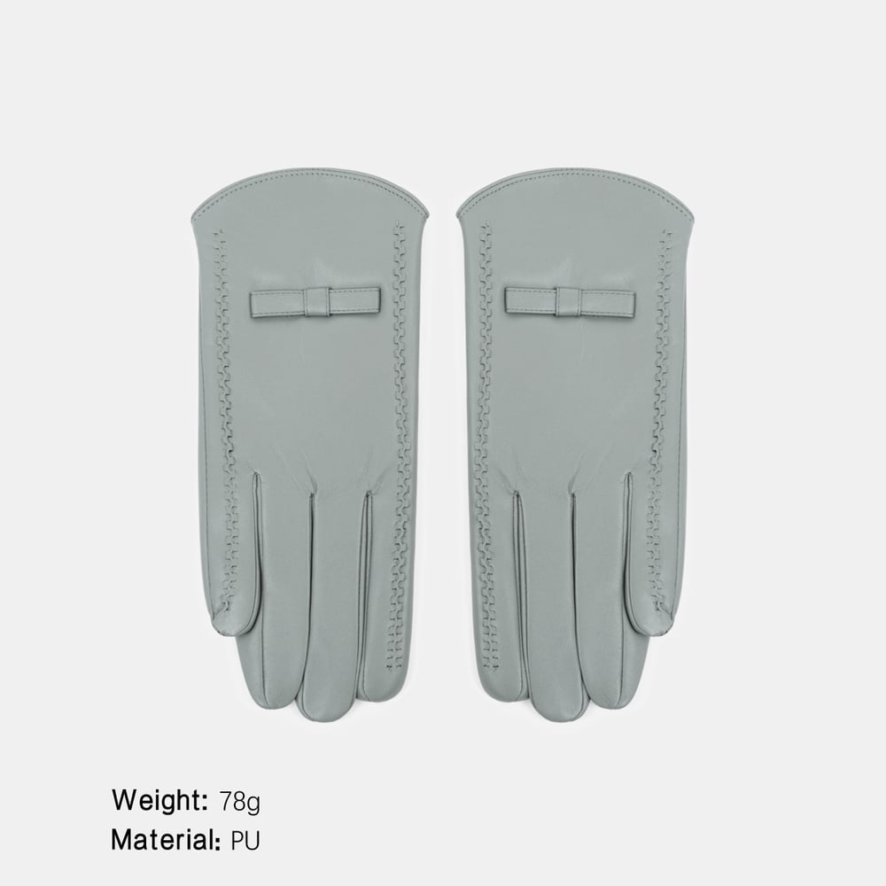 1 Paar einfarbige PU-Damenhandschuhe mit Schleife