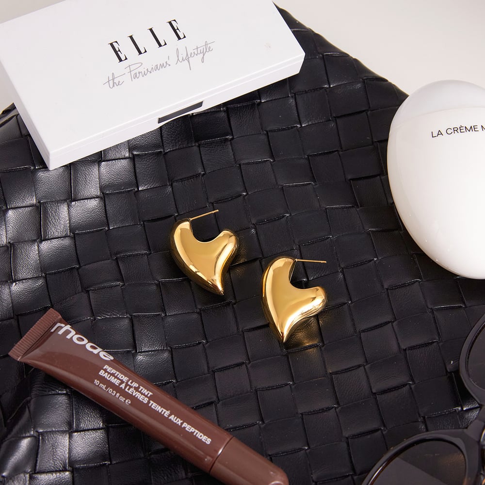 1 Pair Romantic Chunky Heart Stainless Steel Gold Color Women's Stud Earrings h5Picture4