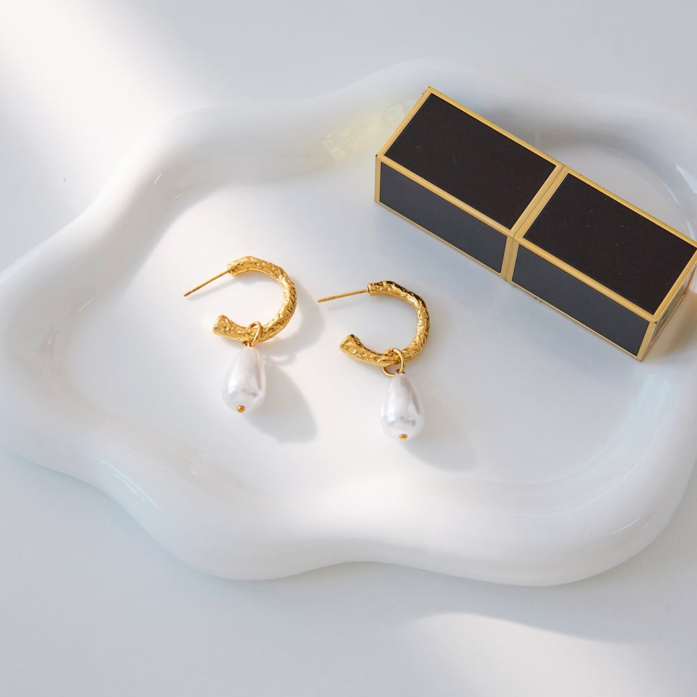 1 Pair Graceful Stainless Steel Gold Color Women's Drop Earrings h5Picture5