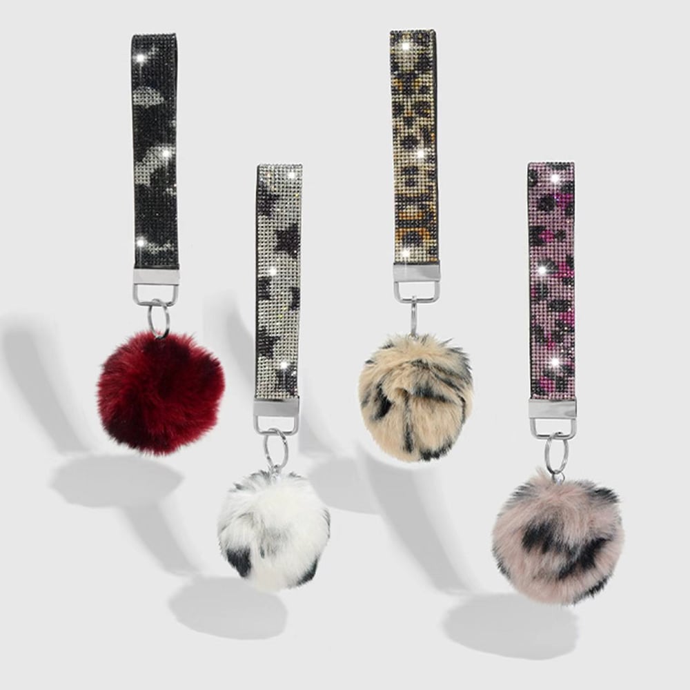 1 Piece Retro Leopard Plush Ball Bag Charm h5Picture3