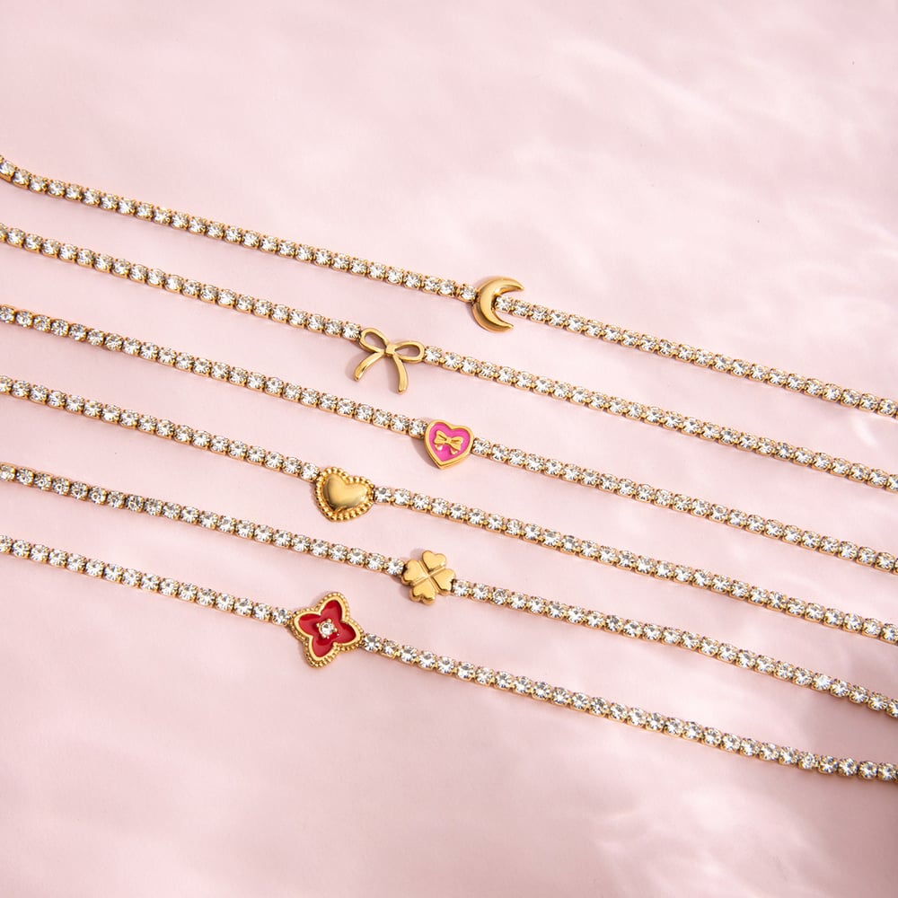 1 Piece Shining Bow Knot Stainless Steel Gold Color Women's Charm Bracelets h5Picture3