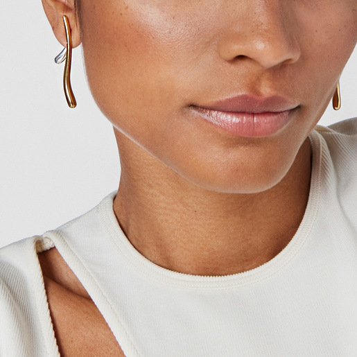 1 Pair Daily Gold&Silver Colors Stainless Steel Women's Stud Earrings h5Picture5