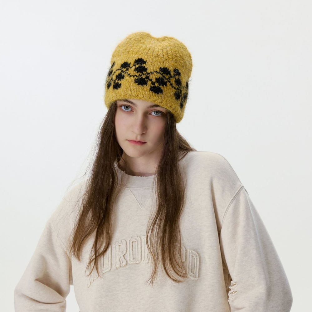 1 stuk charmante gebreide wollen damesmutsen met bloemenmotief h5Afbeelding4