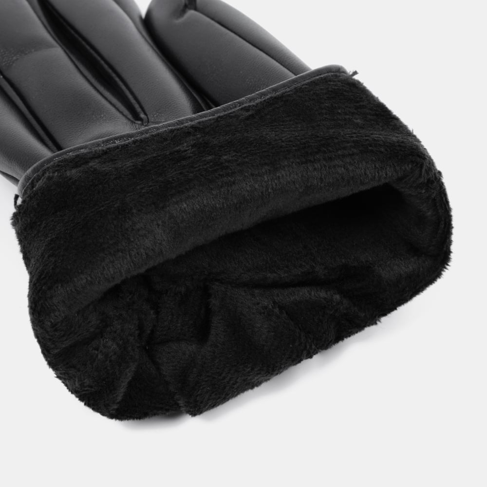 1 Paar Punk-Style Damenhandschuhe aus PU-Leder, einfarbig, mit Kette h5Bild5