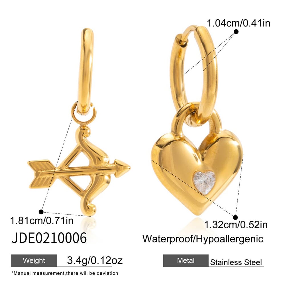 1 Pair Cupid's Arrow Stainless Steel Gold Color Women's Drop Earrings h5Picture2