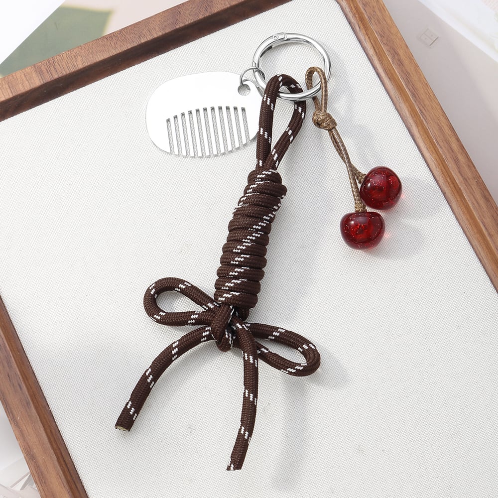 1 Piece Retro Bow Knot Cherry Bag Charm Picture3