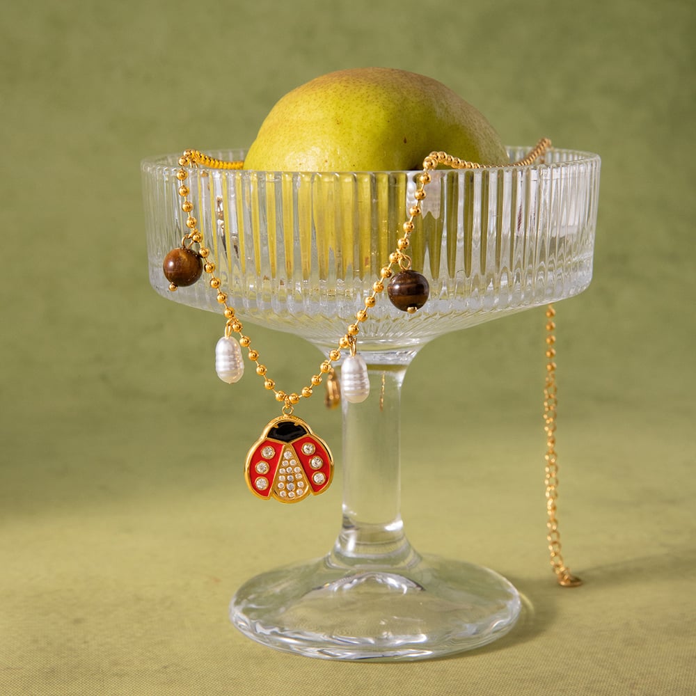 Vivid Beetle Stainless Steel Gold Color Women's Jewelry Sets h5Picture6