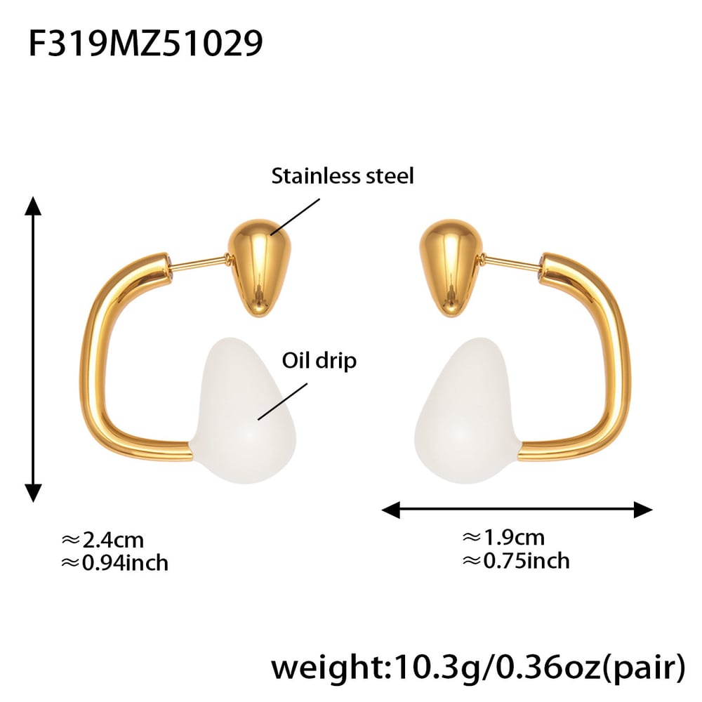 1 paire de boucles d&#39;oreilles puces en acier inoxydable doré brillant en forme de goutte pour femme 