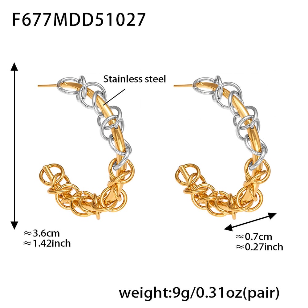 1 Paar Damen-Creolen aus Edelstahl in Gold- und Silbertönen Bild2