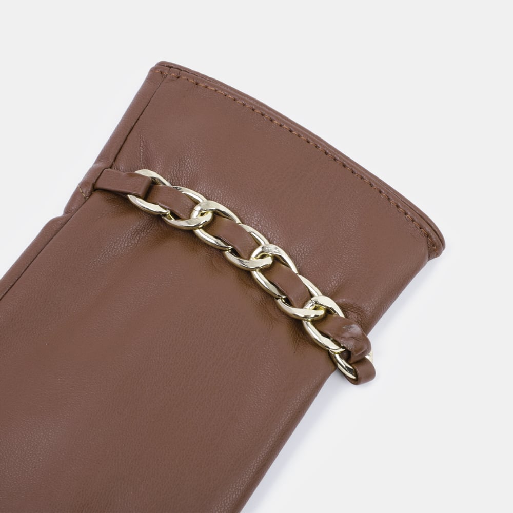 1 paire de gants pour femmes en PU à chaîne de couleur unie Image4