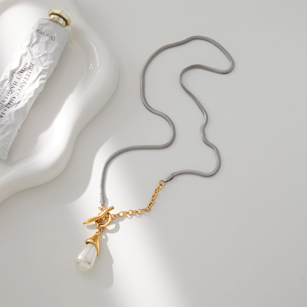 1 Piece Gorgeous Droplet Stainless Steel Gold Color Women's Pendant Necklaces h5Picture4