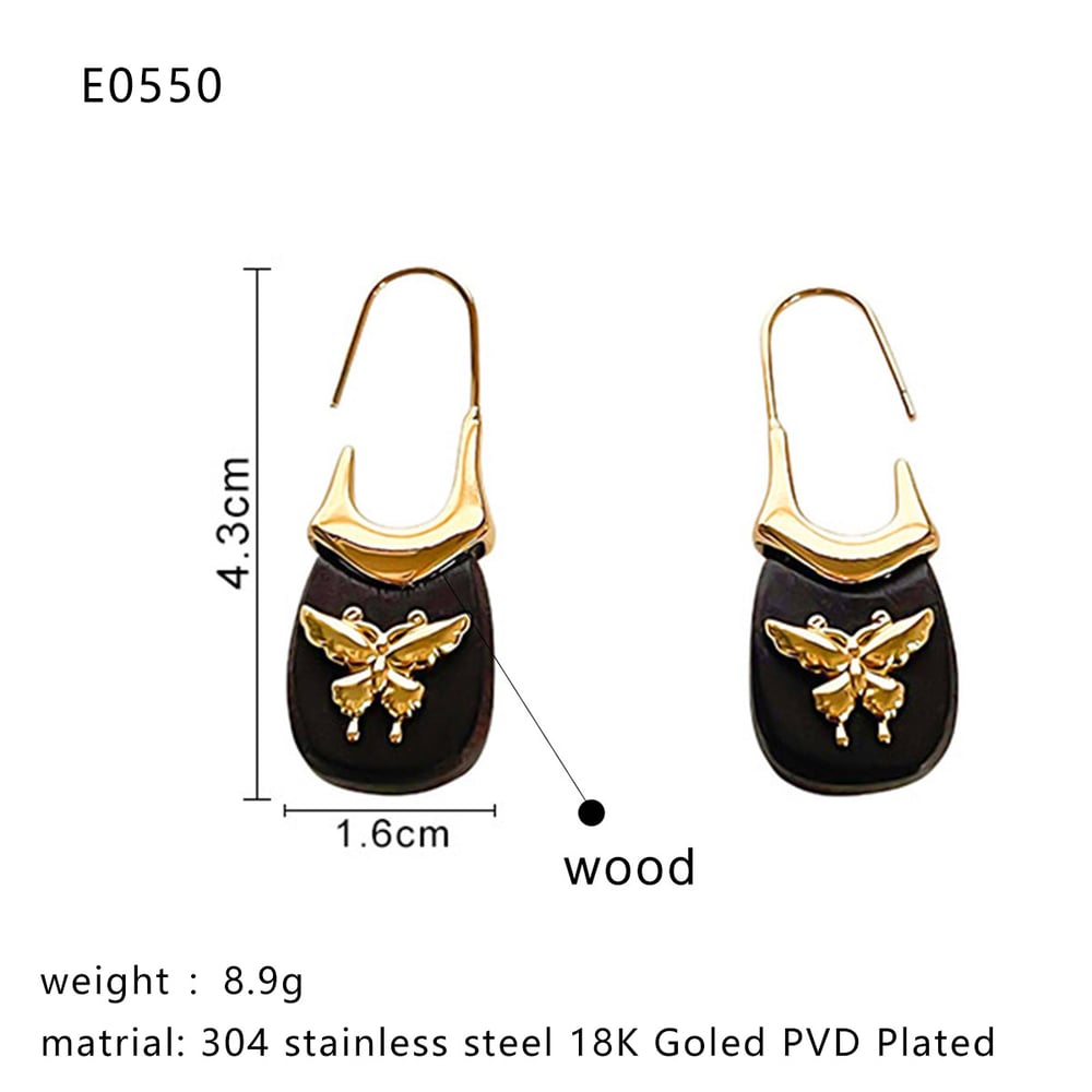 1 paio di orecchini pendenti in legno con nodo a fiocco Immagine2