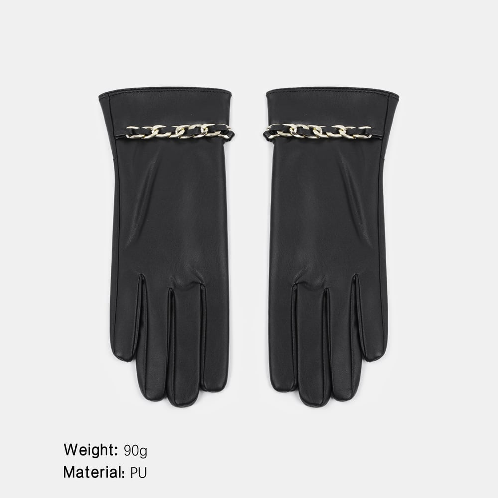 1 paire de gants pour femmes en PU à chaîne de couleur unie 