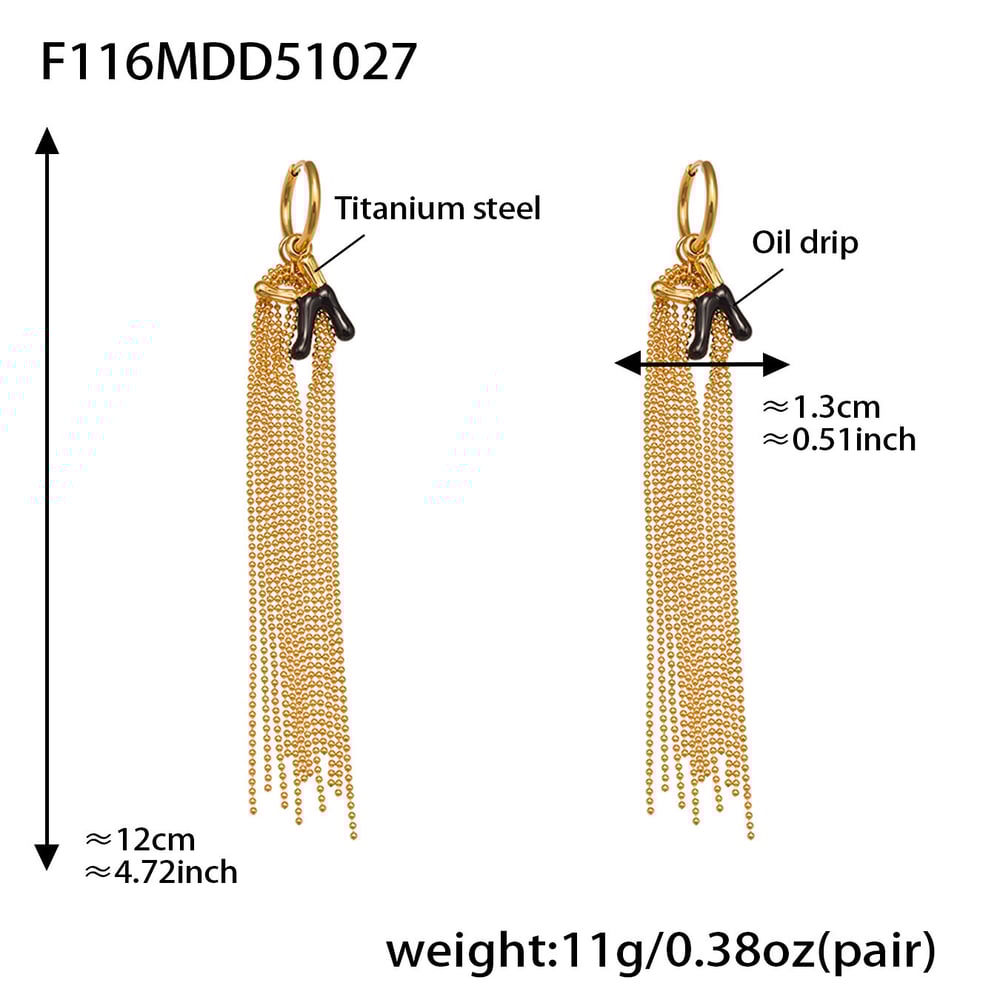 Boucles d&#39;oreilles pendantes modernes pour femme, en acier inoxydable doré, avec pompon en forme de lettre K (1 paire). 