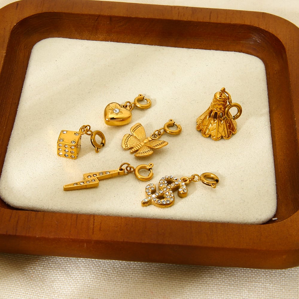 1 Paar DIY-Anhänger aus Edelstahl in Goldfarbe mit Zirkonia Bild2