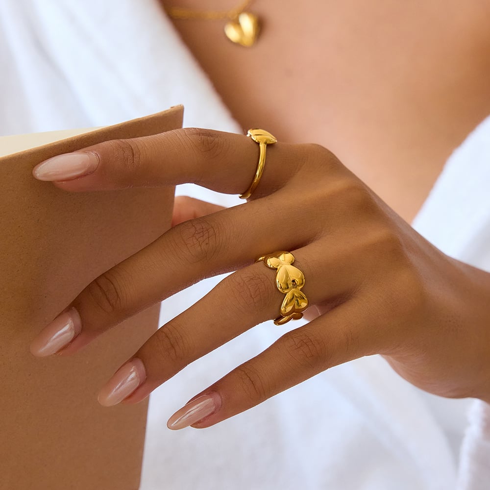 1 Piece Modern Heart Stainless Steel Gold Color Minimalist Rings h5Picture5