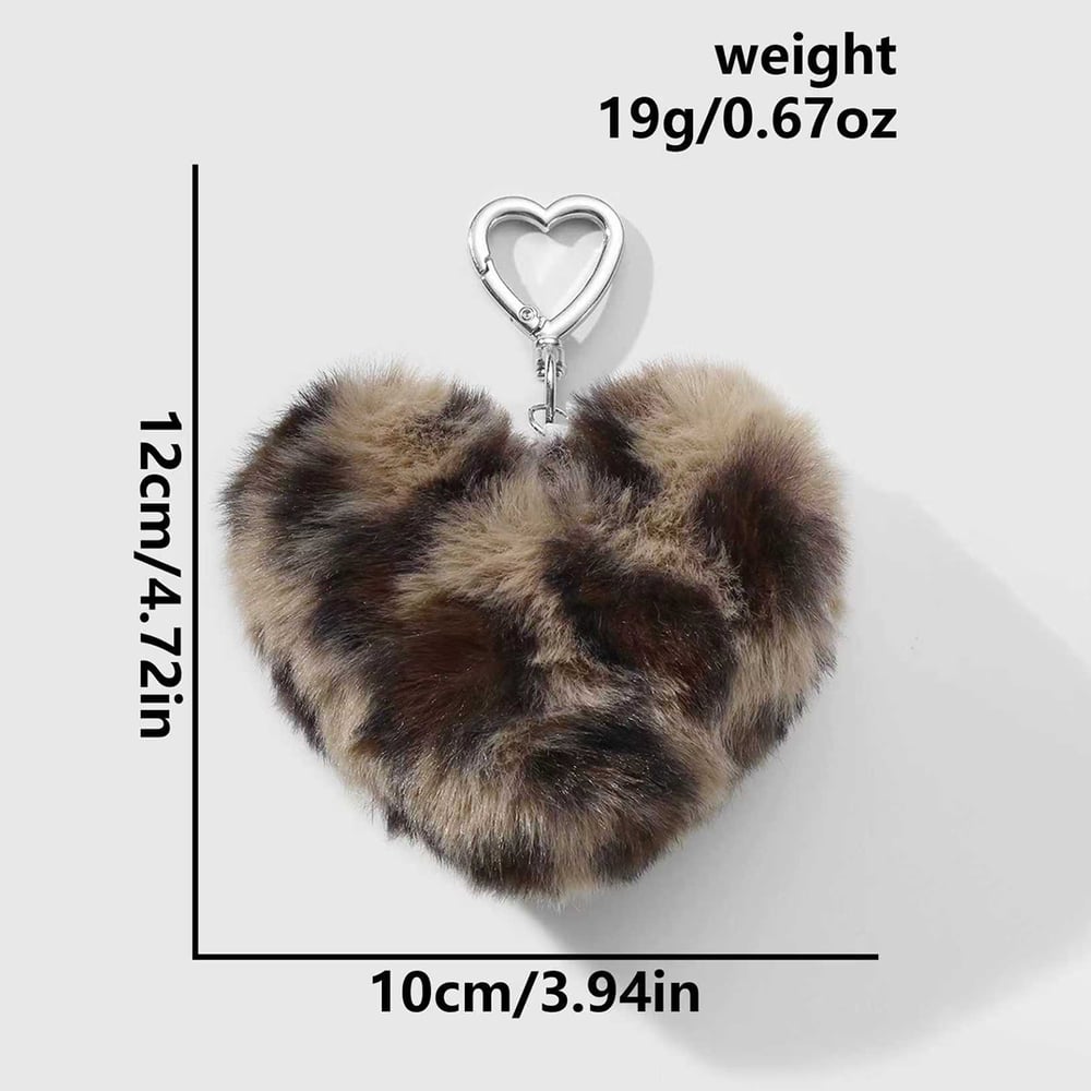 1 Piece Retro Plush Heart Leopard Print Bag Charm h5Picture2