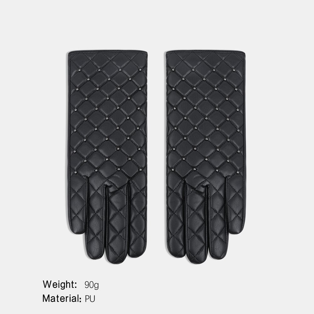 1 paire de gants élégants à carreaux en PU pour femmes