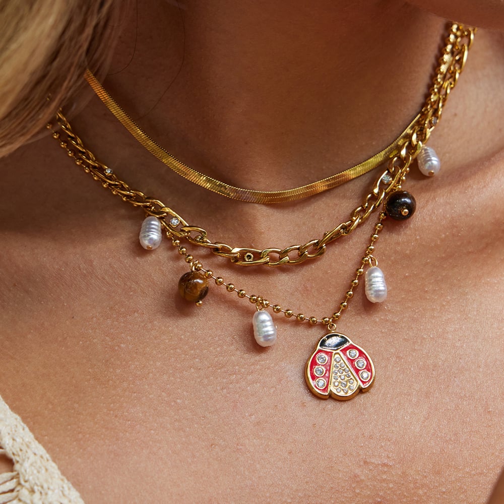 Vivid Beetle Stainless Steel Gold Color Women's Jewelry Sets h5Picture3