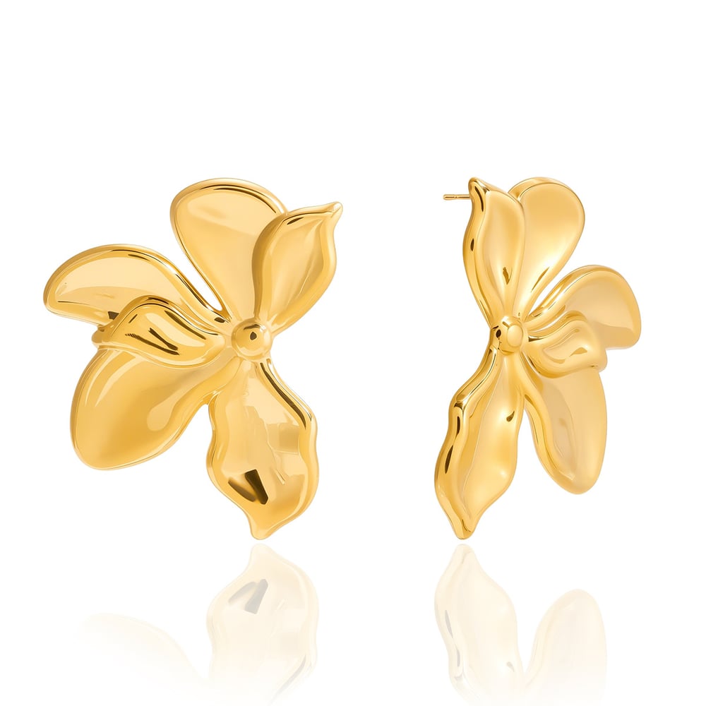 Sophisticated Flower Stainless Steel Gold Color Women's Jewelry Sets