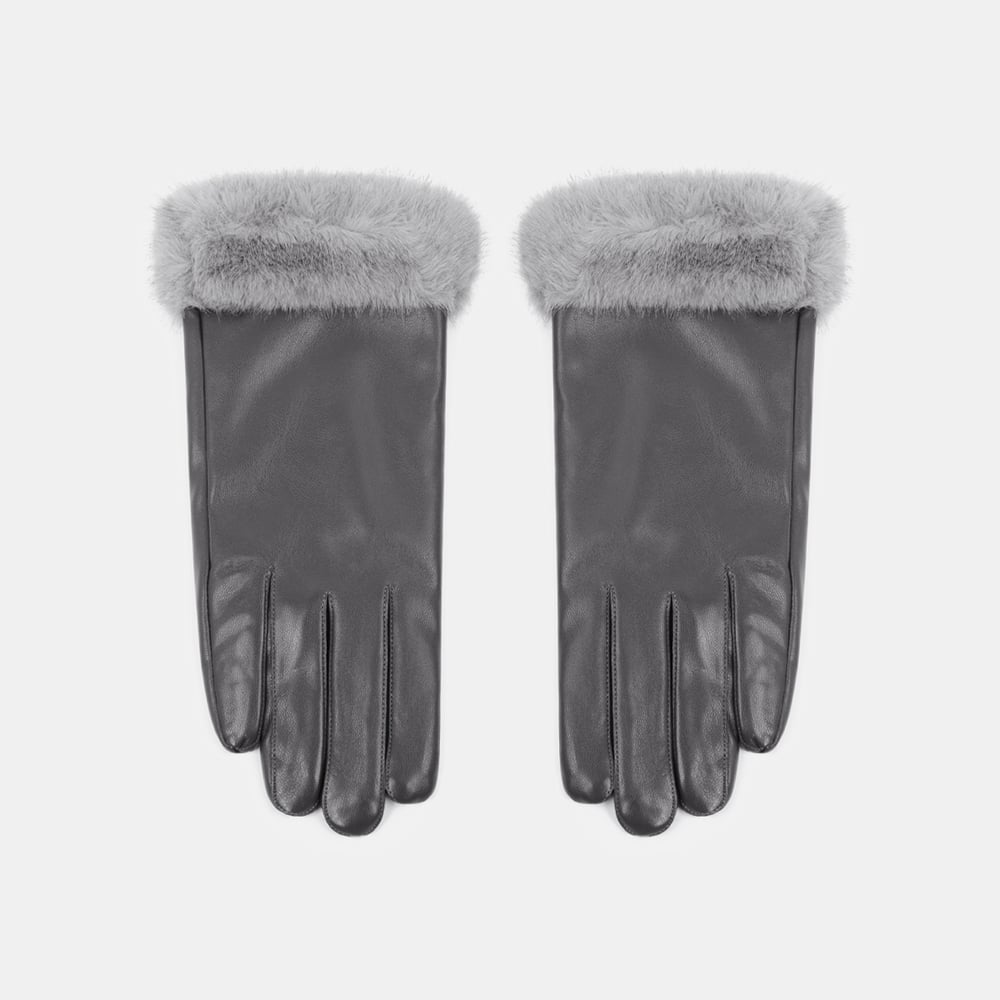 1 Paar einfarbige PU-Plüschhandschuhe h5Bild4