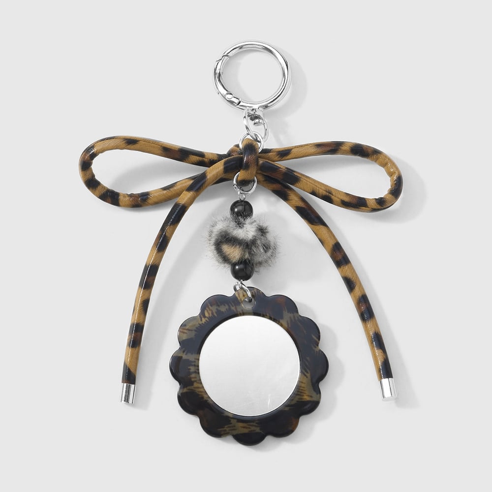 1 Piece Retro Bow Knot Leopard Print Leather Bag Charm