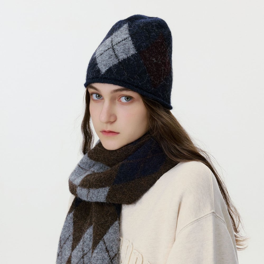 1 stuk klassieke Argyle wollen gebreide damesmutsen h5Afbeelding3
