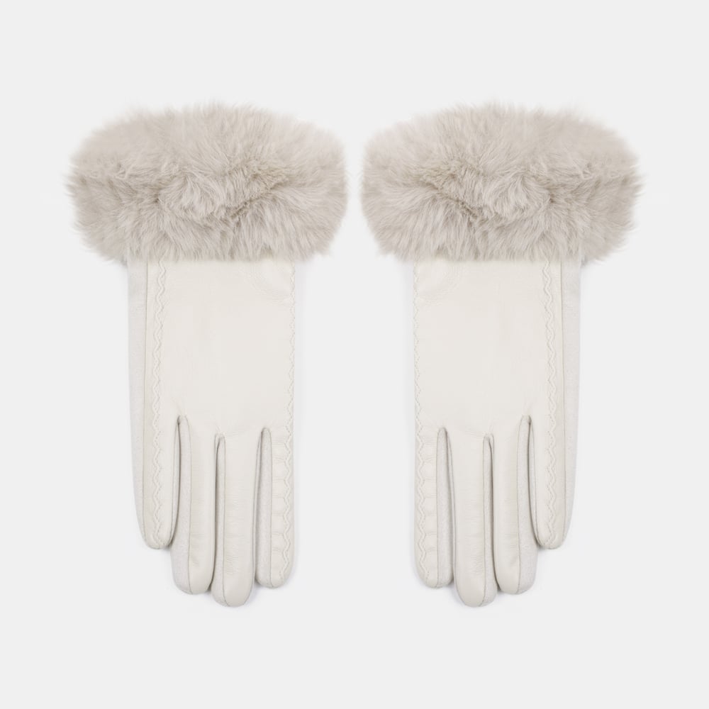 1 paire de gants pour femmes en peluche PU de couleur unie simple Image3