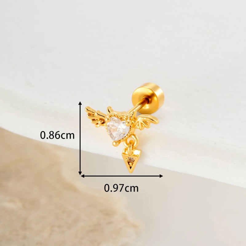 Boucles d'oreilles piercing femme en cuivre et zircon, 1 pièce h5Image2