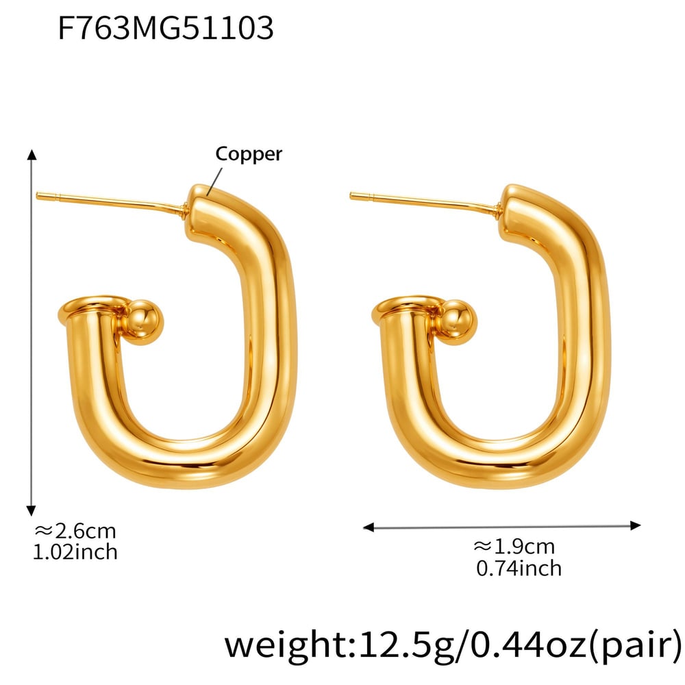 1 Pair Minimalist Annular Stainless Steel Gold Color Women's Hoop Earrings h5Picture2