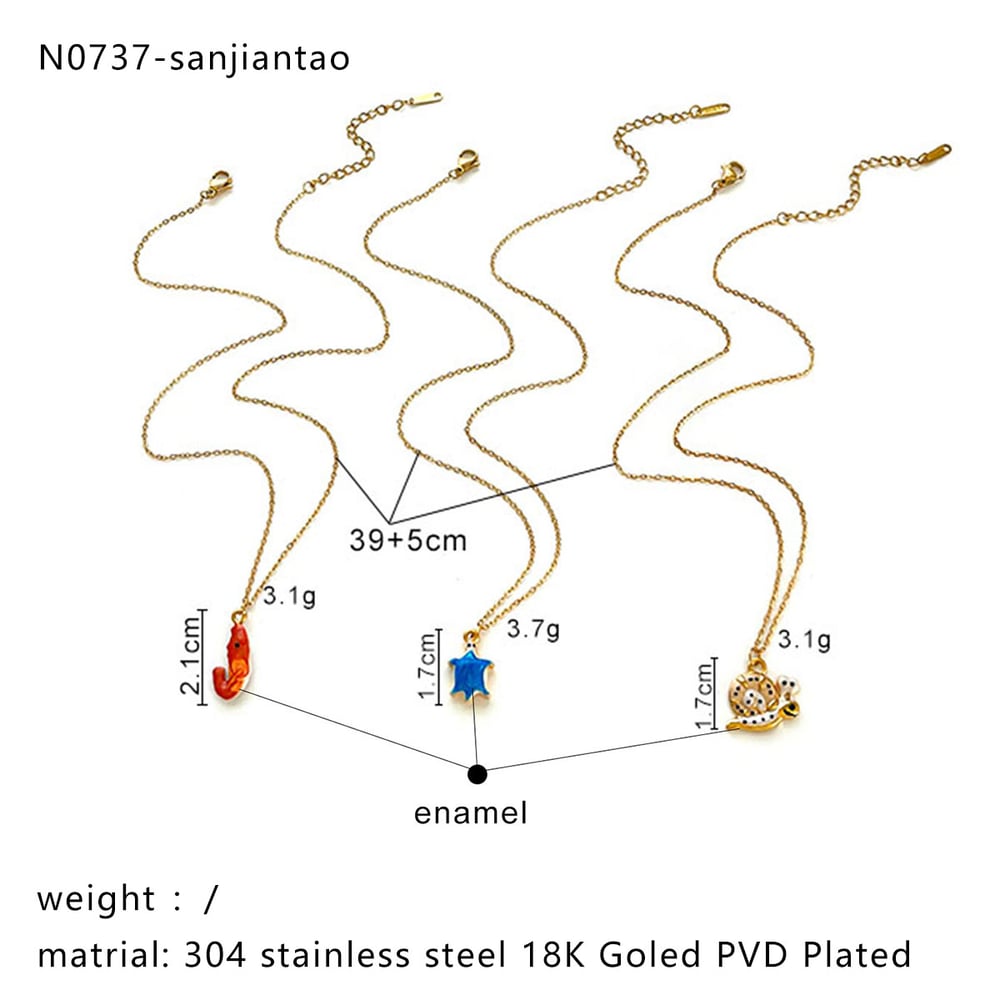 Collana con ciondolo a forma di animale in acciaio inossidabile smaltato da 1 pezzo Immagine2