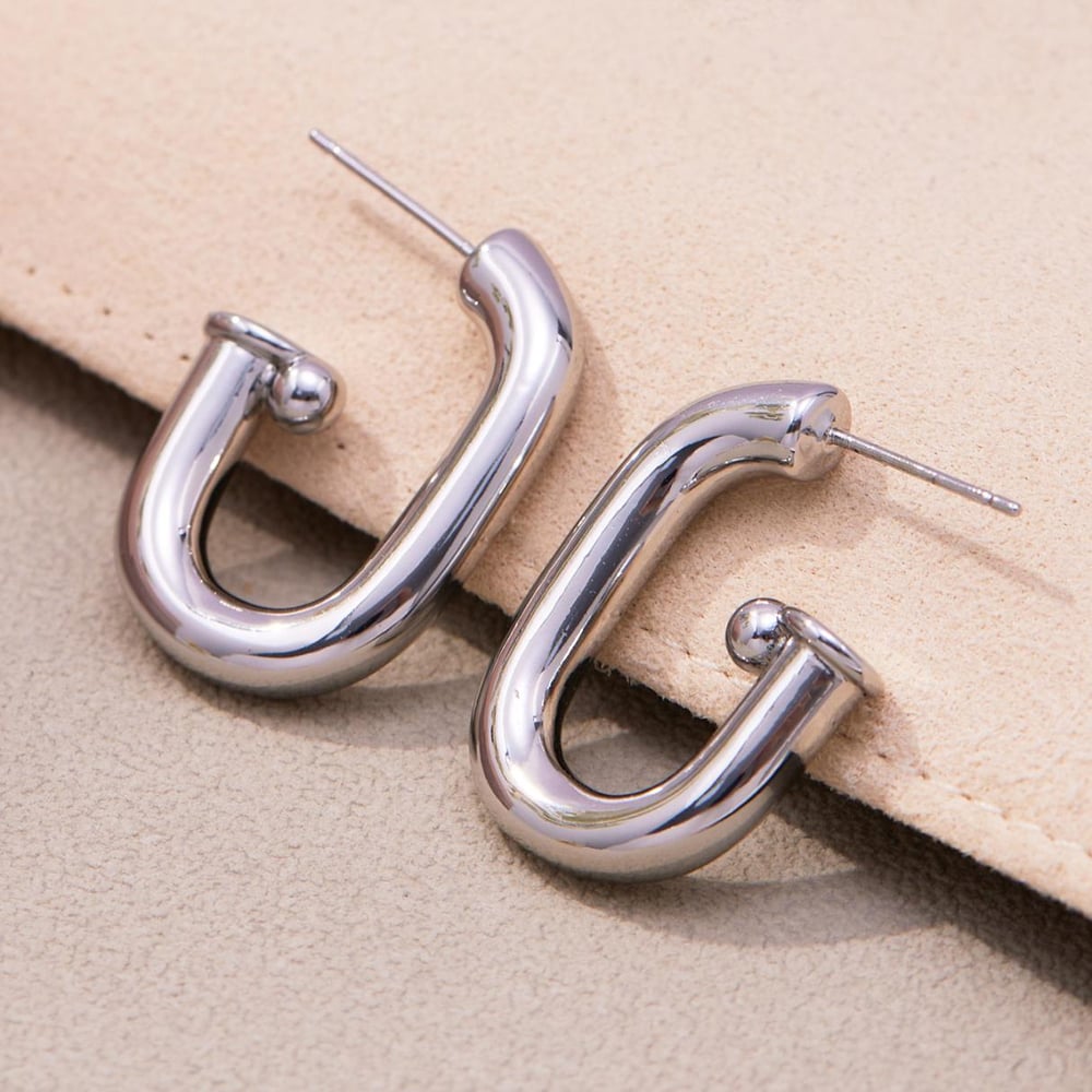 1 Pair Minimalist Annular Stainless Steel Gold Color Women's Hoop Earrings h5Picture6