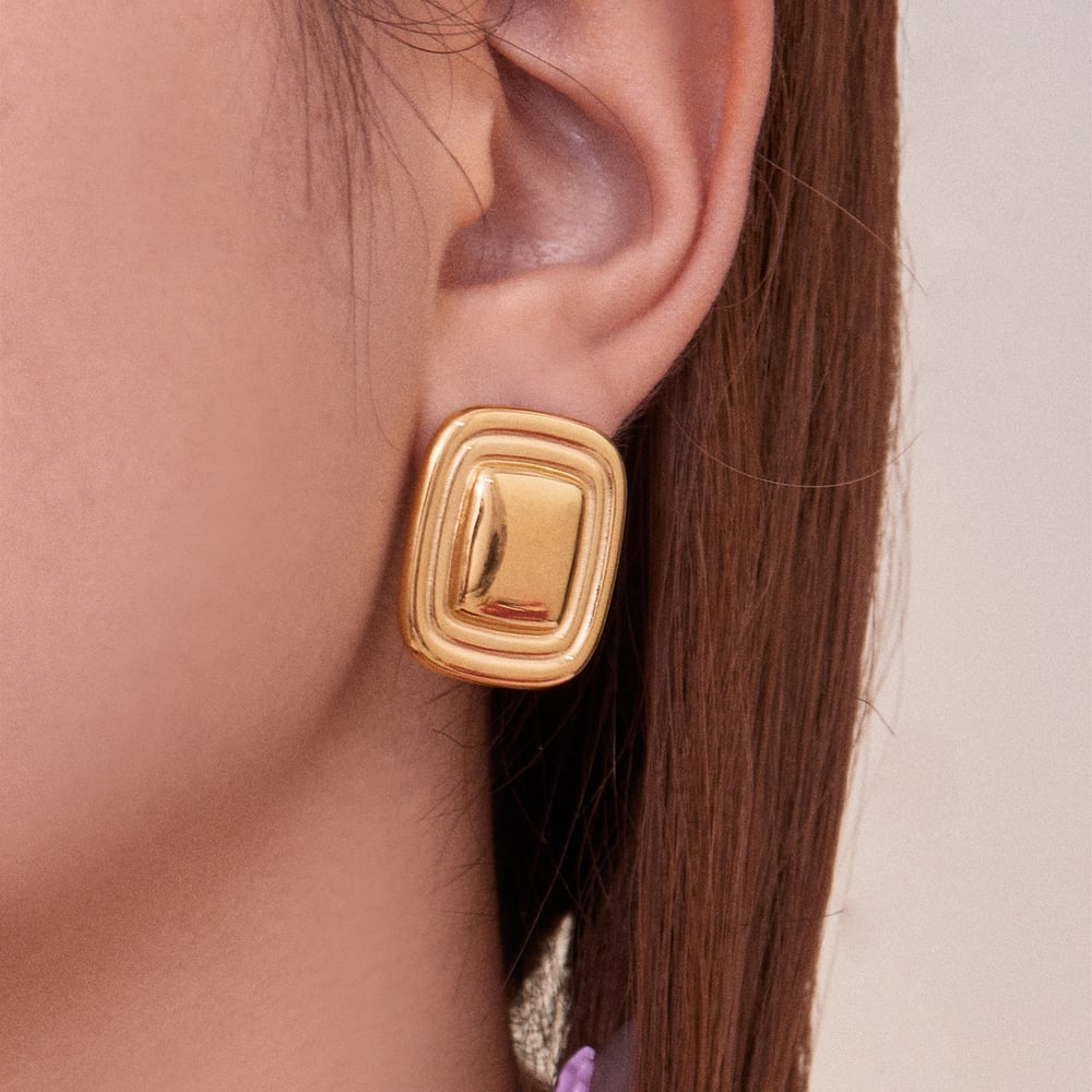 1 Çift Basit Sonsuzluk Paslanmaz Çelik Altın Renkli Kadın Küpe Resim4