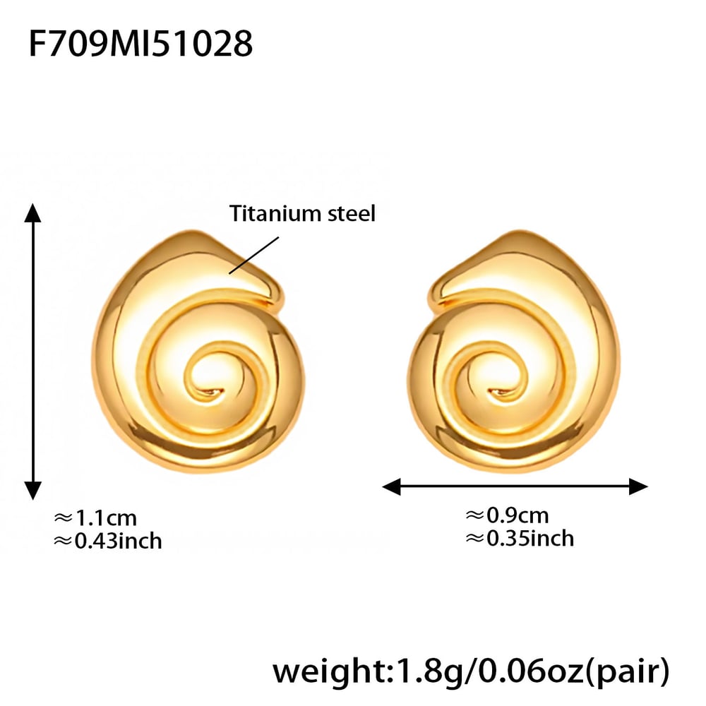 1 Çift Vortex Paslanmaz Çelik Altın Rengi Kadın Küpe Resim2