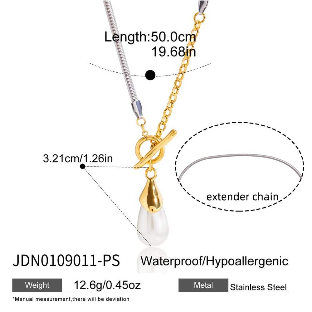 1 Piece Gorgeous Droplet Stainless Steel Gold Color Women's Pendant Necklaces h5Picture2