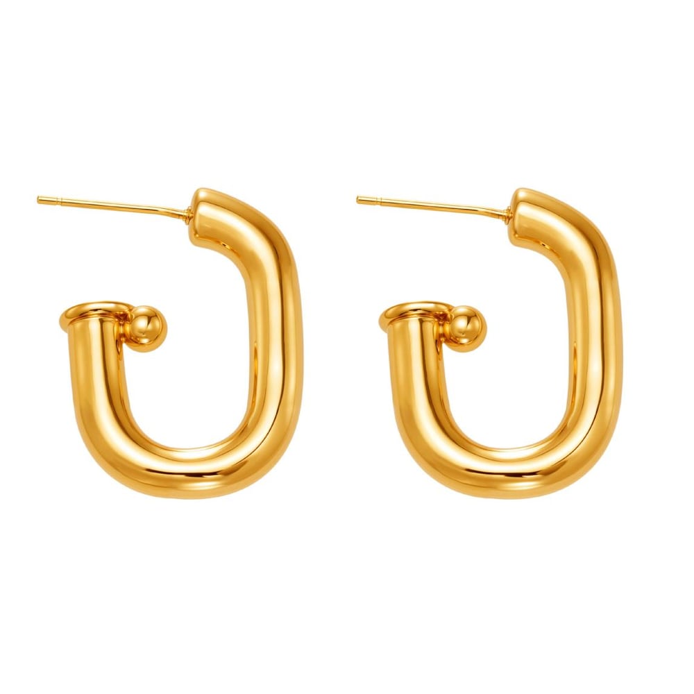 1 Pair Minimalist Annular Stainless Steel Gold Color Women's Hoop Earrings