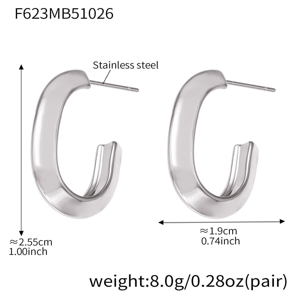 1 Paar minimalistische runde Damen-Creolen aus Edelstahl in Goldfarbe Bild2