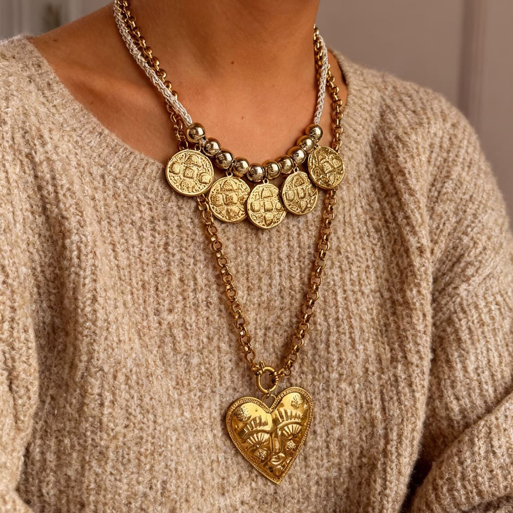 Collana con ciondolo a forma di cuore color oro da 1 pezzo Immagine3