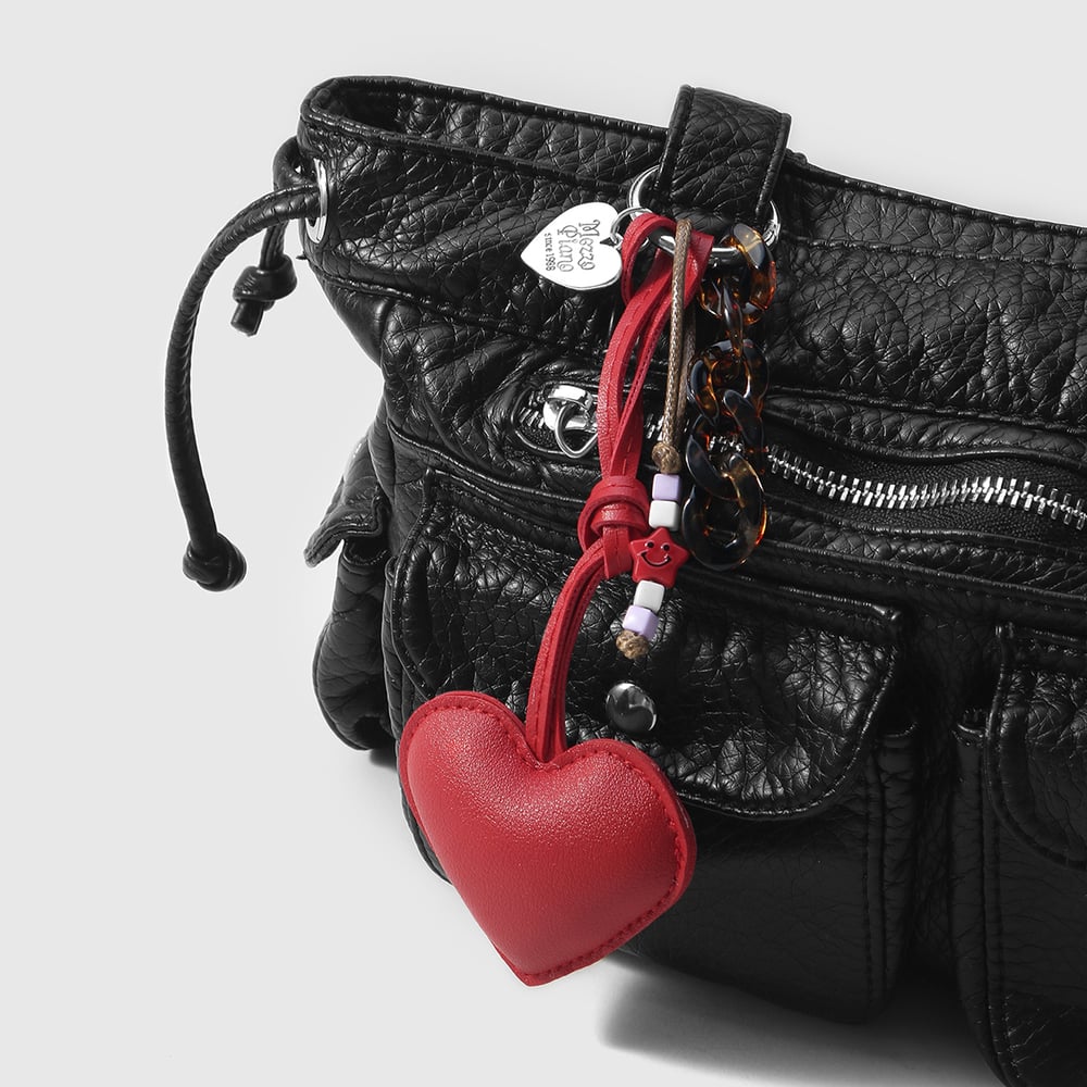 1 Piece Sweet Leather Heart Leopard Chain Bag Charm Picture3