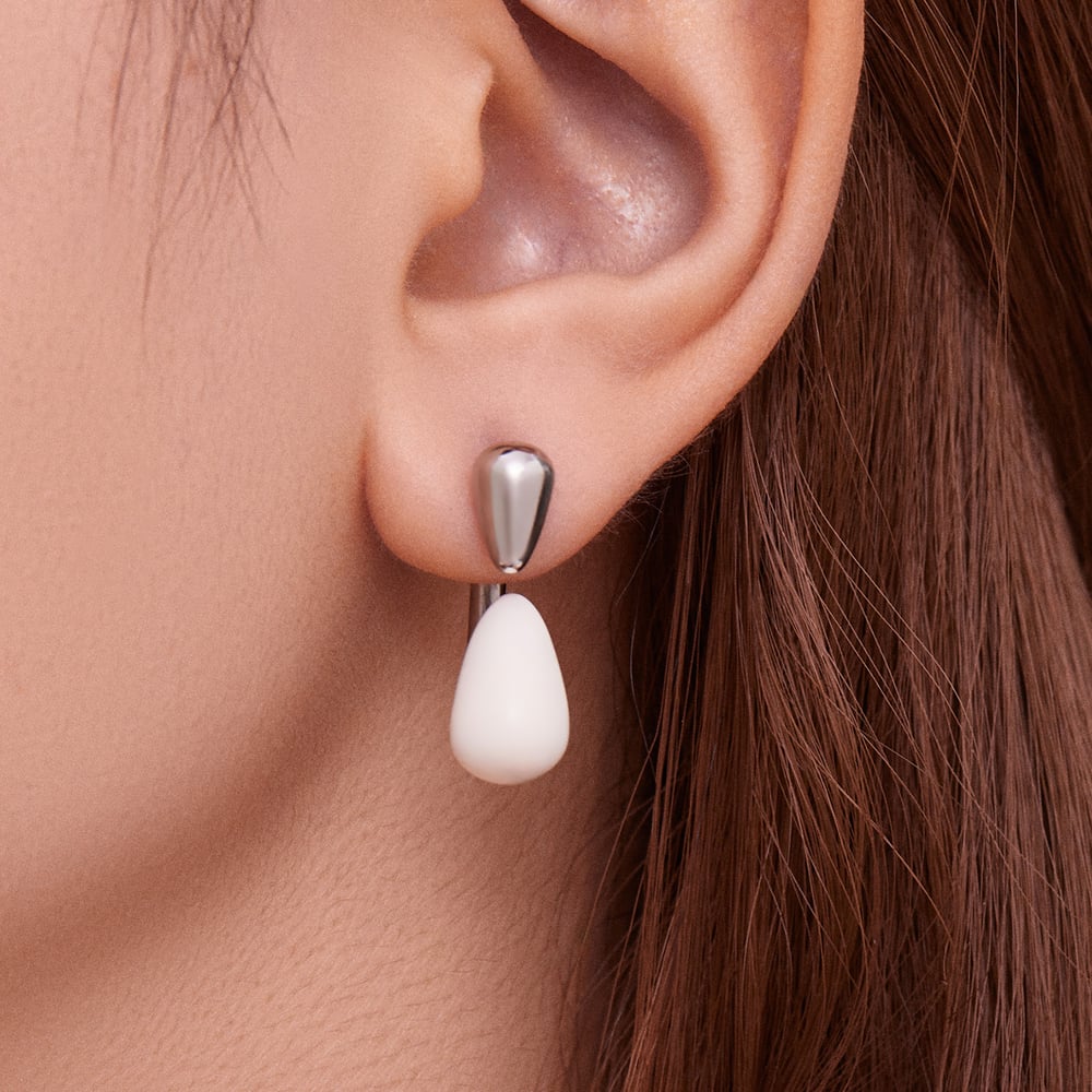 1 paire de boucles d&#39;oreilles puces en acier inoxydable doré brillant en forme de goutte pour femme Image4