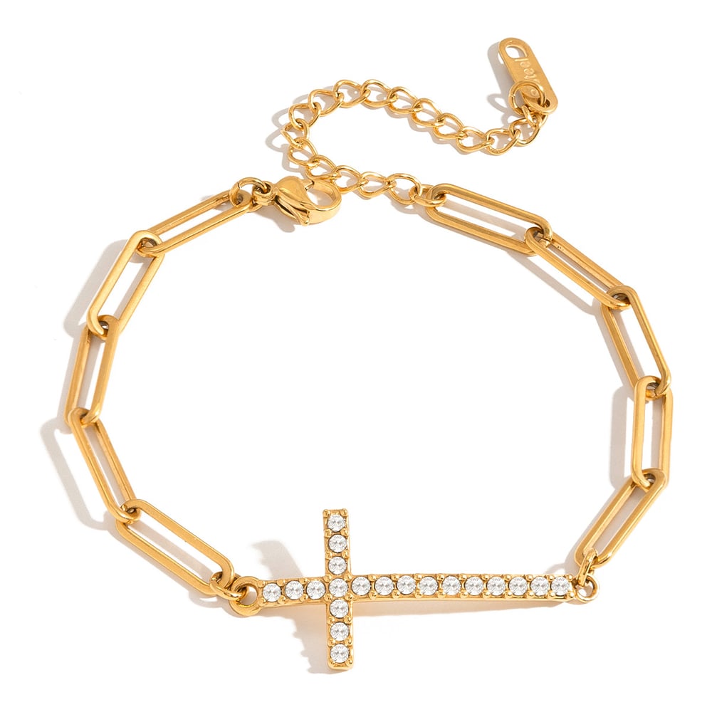 1 Piece Delicate Cross Stainless Steel Gold Color Women's Chain Bracelets