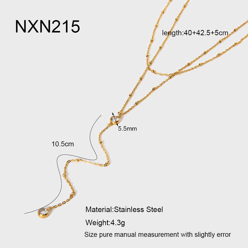 1-teilige Y-förmige Halskette aus Edelstahl in Goldfarbe mit Zirkonia 