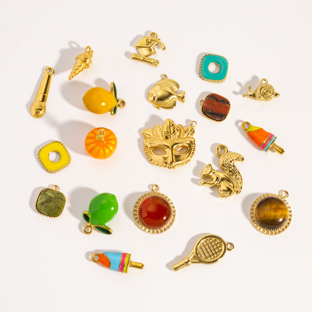 Pendentif femme en acier inoxydable, motif écureuil mangue et glace (1 pièce) Image3