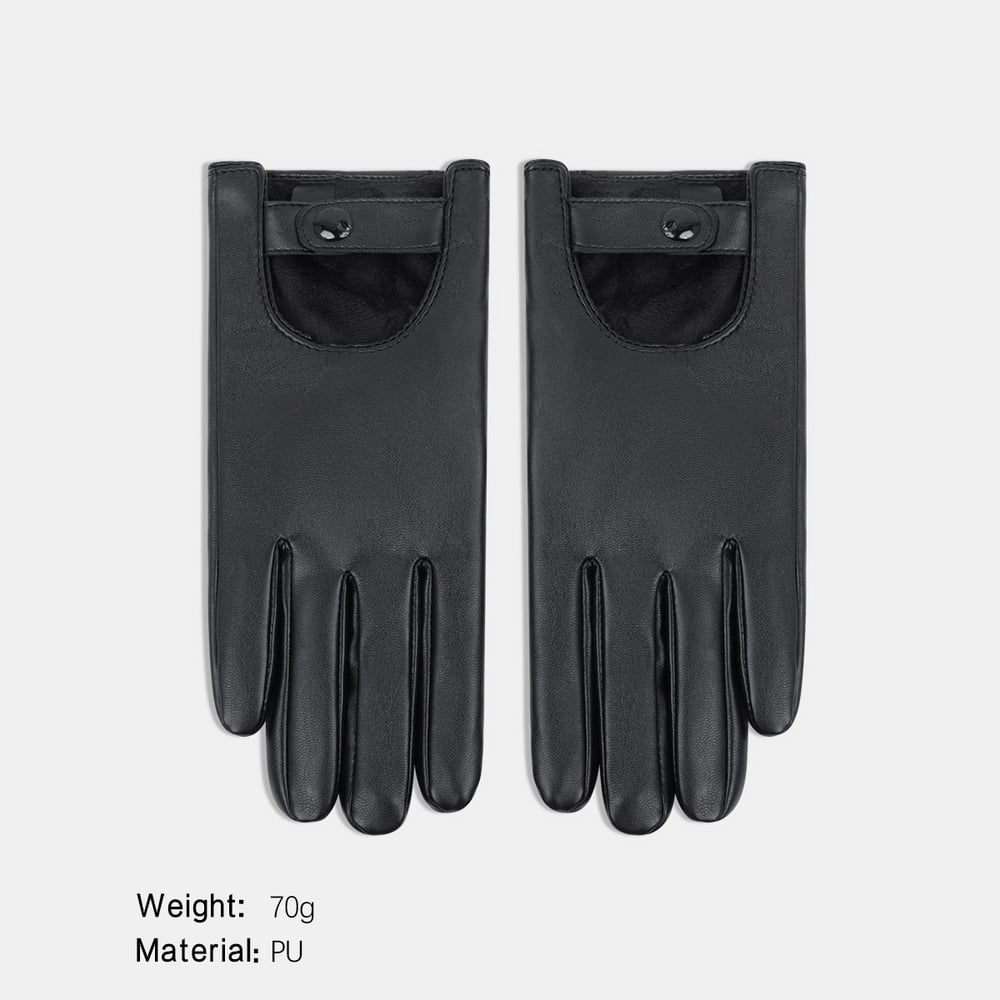 1 paire de gants pour femmes en PU ajourés de couleur unie 