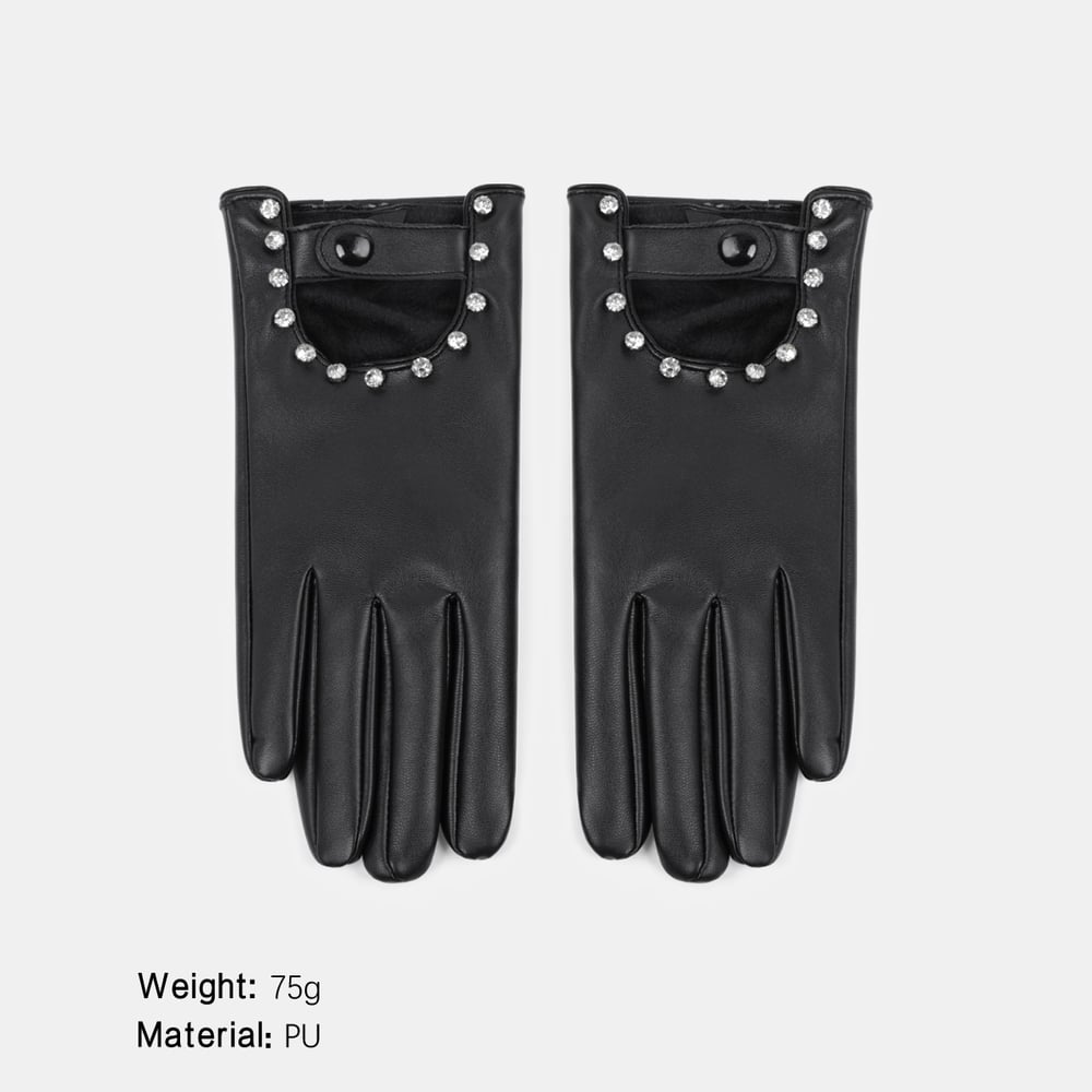 1 paire de gants pour femmes en PU ajouré, couleur unie, style punk 