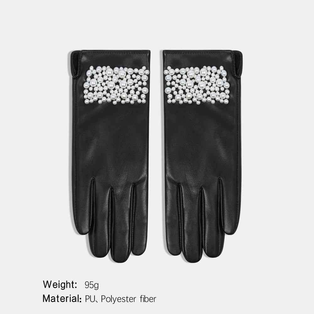 1 paire de gants élégants unis à perles pour femmes 