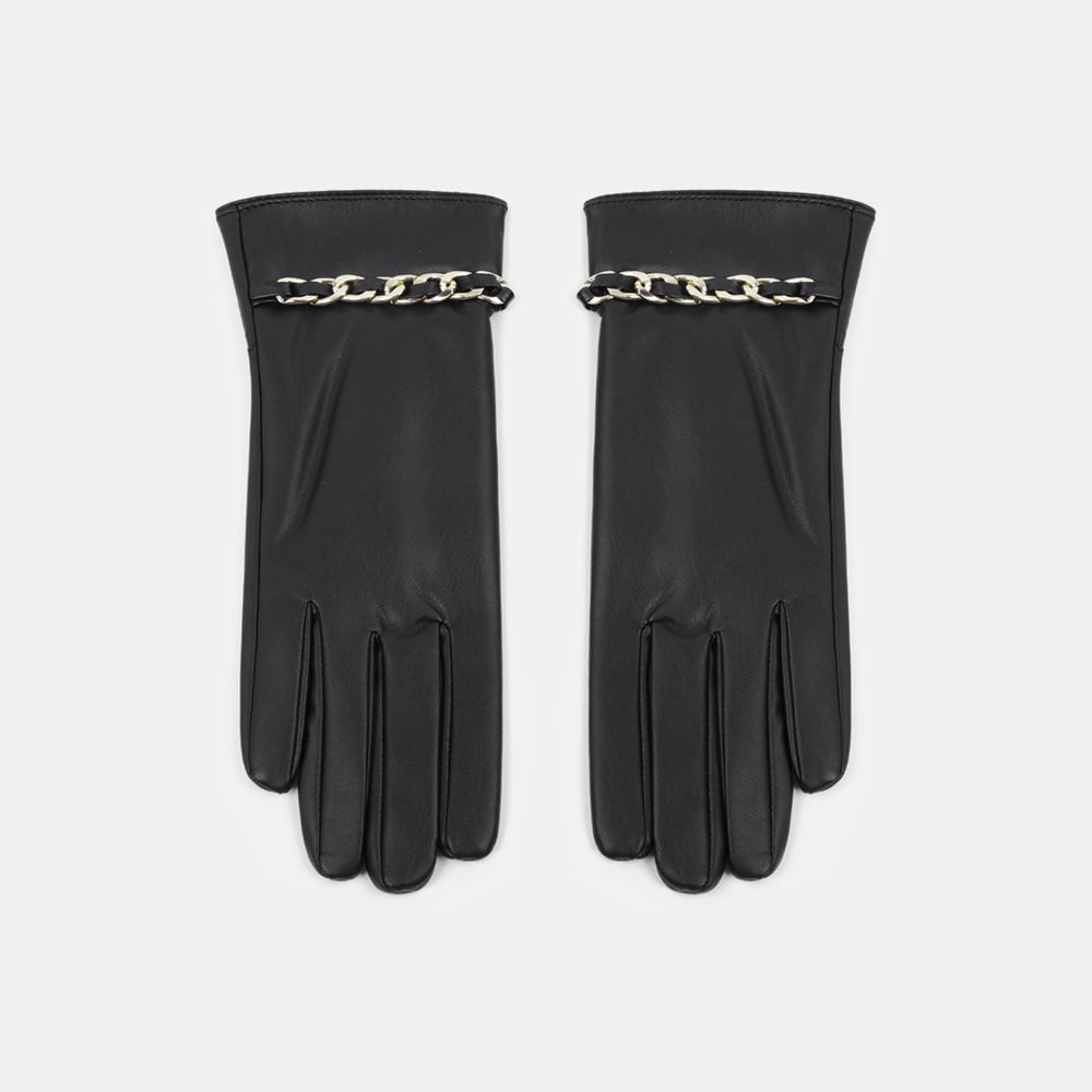 1 paire de gants pour femmes en PU à chaîne de couleur unie Image2